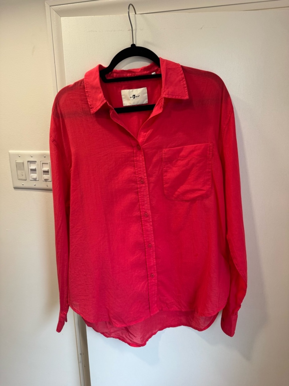 7 For All Mankind Hot Pink Button-Up Shirt